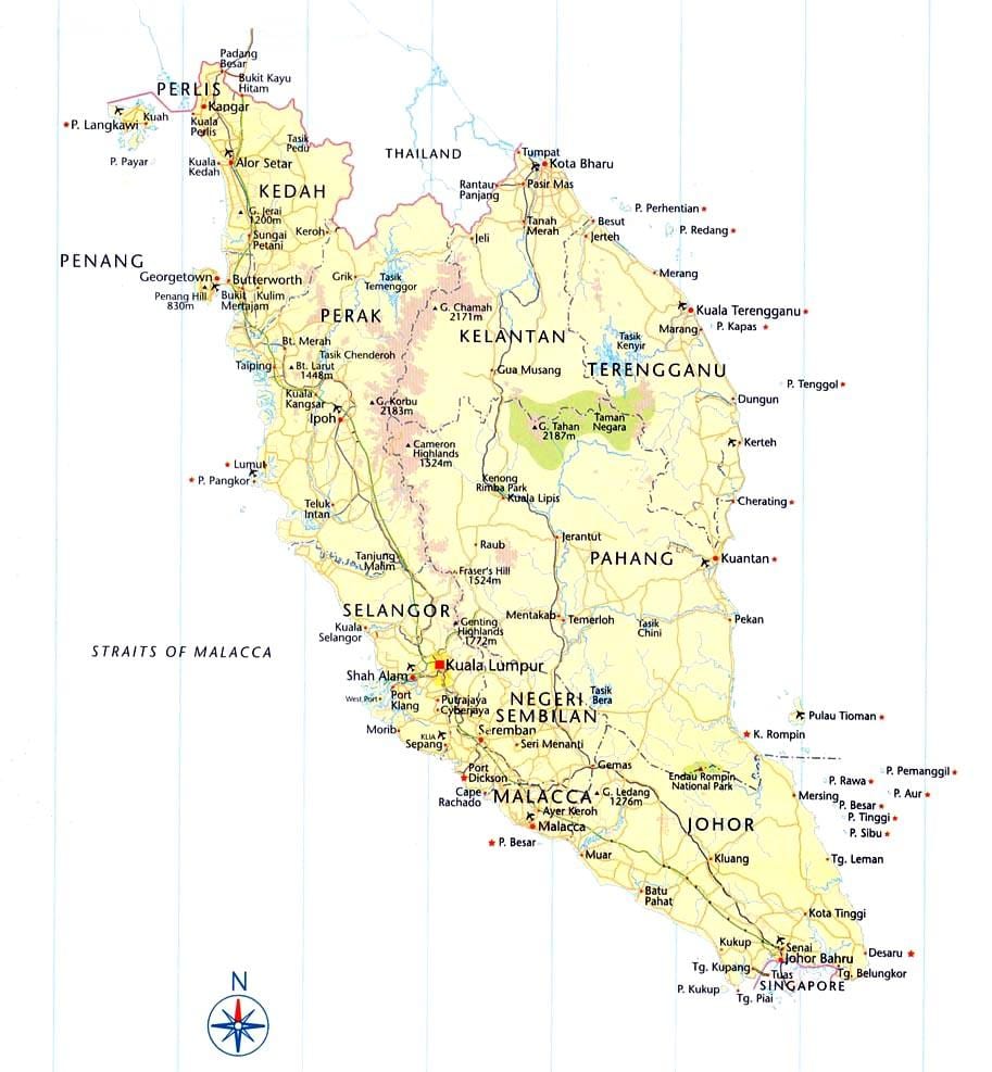 malaysia ramani ya barabara maelekezo