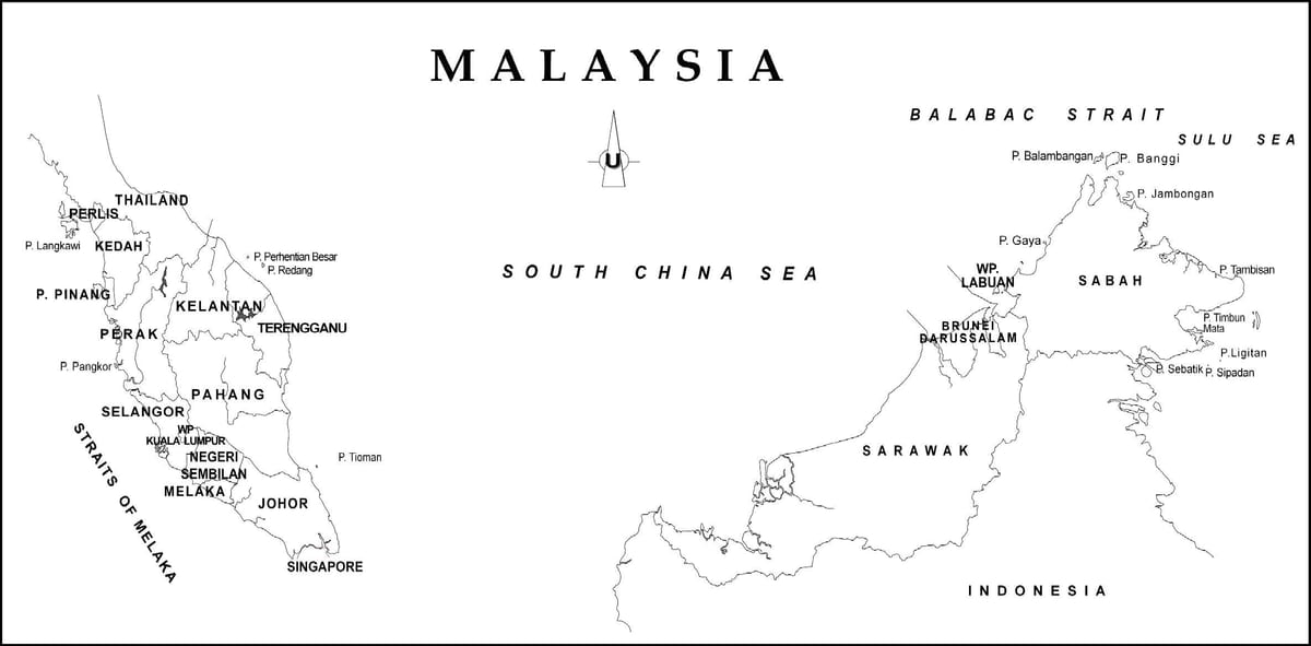 ramani ya muhtasari ramani ya malaysia na hali ya mipaka